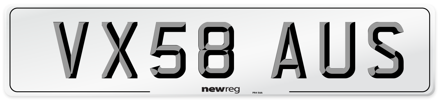 VX58 AUS Number Plate from New Reg